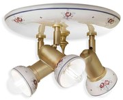 Plafoniera Orientabile Classica Savona Ceramica E Ottone Satinato 3 Luci E14