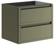 Mobile da bagno sospeso sotto lavabo L 59.5 x H 50 x P 45.5 cm verde salvia opaco, 2 cassetti TRATTO