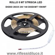 Striscia led IP20 24V 15W/mt 2835 luce bianco freddo