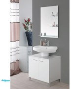 Mobile Bagno A Terra "Stella" Da 70 Cm Composto Da Due Ante Finitura Bianco Lucido