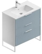 Mobile sottolavabo e lavabo Quadra bianco-cielo in mdf L 80 x H 93 x P 46 cm 1 vasca 3 cassetti