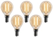 Set di 5 Lampadine LED E14 Dimmerabili G45 Oro 4W 330 lm 2100K