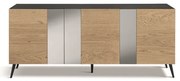 Madia 180 cm in legno Rovere 3 ante con specchio 5 piedini - ROMEO