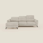 Arcos Divano con penisola - piedini alti e poggiatesta reclinabili in microfibra impermeabile T11 panna