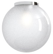 Plafoniera Contemp Glitter Metallo Cromo Vetro Soffiato Trasp 1 Luce E27 30Cm