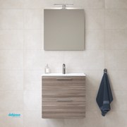 Mobile Bagno Sospeso "Mia" da 60 Cm Composto Da Due Cassetti Lavabo E Specchio Con Lampada Led Finitura Cordoba