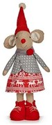 Statua Decorativa Mouse Natale 48 cm Bianco Rosso Grigio Crema