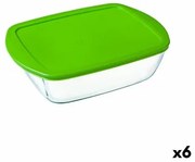 Portapranzo Rettangolare con Coperchio Pyrex Cook  Store Verde 1,1 L 23 x 15 x 7 cm Silicone Vetro (6 Unità)