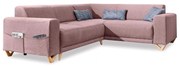 Divano angolare rosa allungabile e con contenitore (con penisola a destra/a L) Classy Sophie – Miuform