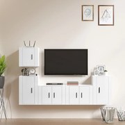 Set di mobili porta tv 5 pz bianco lucido in legno multistrato