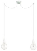 Sospensione Moderna Minimal Metallo Bianco 2 Luci E27 8W 3000K Luce Calda