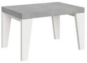 Tavolo allungabile 90x130/234 cm Naxy Mix piano Cemento - gambe Bianco Frassino