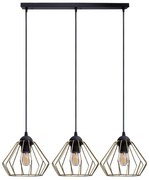 Lampadario a sospensione con filo CEED GOLD 3xE27/60W/230V nero/oro
