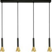 Lampadario Moderno Signal Acciaio Nero Oro 4 Luci Gu10