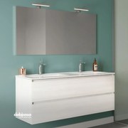 Mobile Bagno Sospeso "New Harmony Classic" Da 120 Cm Composto Da Due Cassetti Finitura Rovere Bianco