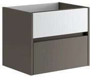 Mobile da bagno sospeso sotto lavabo L 59.5 x H 50 x P 45.5 cm grigio laccato opaco, 2 cassetti VISOBATH Niwa