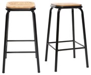 Set di 2 sgabelli da bar design nero e legno scuro 65 cmMEMPHIS