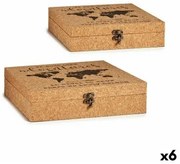 Set di Scatole Decorative Mappamondo Marrone Sughero Legno MDF (6 Unità)