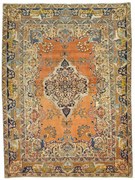 Tabriz Tappeto 190 x 140 Giallo (Iran) Annodato A Mano