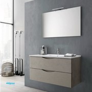 Mobile Bagno Sospeso "Martina" Da 60 Cm C/Base a Due Cassetti Lavabo In Ceramica Specchio C/Led