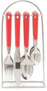 Set 24 posate rosse con portaposate in metallo