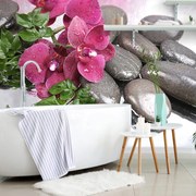 Carta da parati – Orchidea fiorita e pietre benessere