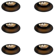 Set di 6 faretti da incasso moderni neri AR70 - Dept