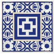 BACI MILANO piatto quadrato in porcellana decoro blu e bianco INFINITY cm 27 x 27