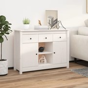 Credenza bianca 100x35x74,5 cm in legno massello di pino