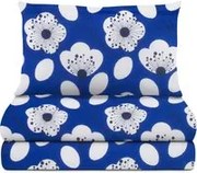 Completo letto 1 piazza e mezza blu fiori bianchi