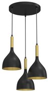 Lampadario a sospensione con filo NOAK 3xE27/60W/230V nero/oro