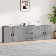 Credenze 3 pz grigio sonoma in legno multistrato