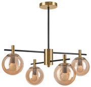 Lampadario a sospensione con supporto rigido LILOU 4xE14/5W/230V oro/nero/fumé beige