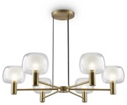 Lampadario Contemporaneo Vision Alluminio Oro 6 Luci Diffusori In Vetro Trasp