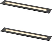 Set di 2 faretti da terra moderni neri 50 cm incl. LED IP65 - Eline