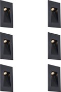 Set di 6 lampade da parete ad incasso moderne nere 7cm incl. LED IP65 - Trem