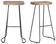 Set di 2 sgabelli da bar metallo nero e legno H75cm RUNKO