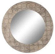 Specchio da parete DKD Home Decor 76 x 4 x 76 cm Cristallo Marrone Bianco Mandala Legno di mango Indiano Legno MDF Decapaggio