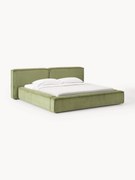 Letto imbottito in velluto a coste con contenitore Lennon
