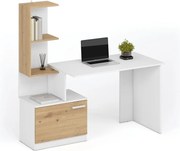 Scrivania Miso in bianco e rovere artisan – 144x60x142 cm