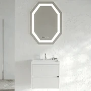 Mobile Bagno Sospeso 60 Cm Due Cassetti Specchio Con Illuminazione Led Savini Due "Portofino" Bianco Lucido