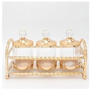 SET 3x Vaso di vetro oro