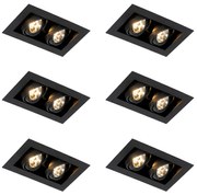Set di 6 faretti da incasso moderni neri a 2 luci regolabili - Oneon 70