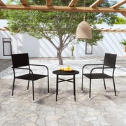 Set mobili da pranzo per giardino 3 pz polyrattan nero