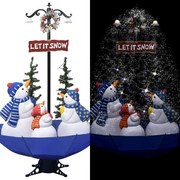 Albero di Natale con Nevicata e Base ad Ombrello in PVC, Blu / 170cm