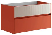 Mobile da bagno sotto lavabo Niwa paprika frontale in vetro sabbia laccato opaco L 89.5 x H 50 x P 45.5 cm 2 cassetti, lavabo non incluso