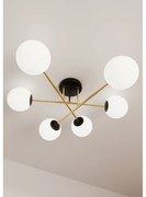 Lampadario Magnum Nero e Oro con 6 Sfere Satinate E14 da soffitto Colore del corpo Oro