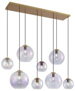 Lampada a sospensione Art Déco oro con vetro arcobaleno 8 luci - Sandra