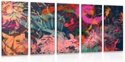Quadri 5 pezzi – Fiori in percezione astratta