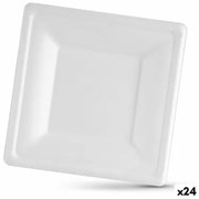 Set di piatti Algon Monouso Bianco Canna da Zucchero Quadrato 26 cm (24 Unità)